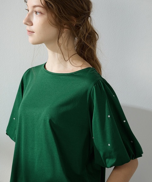LE SOUK HOLIDAY(ルスークホリデー)の「【接触冷感】バルーンスリーブTシャツ(Tシャツ/カットソー・レディース・ブラック/ブラウン/グリーン・M/L)」の8枚目の写真