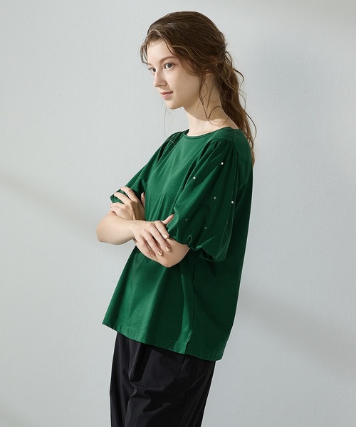LE SOUK HOLIDAY(ルスークホリデー)の「【接触冷感】バルーンスリーブTシャツ(Tシャツ/カットソー・レディース・ブラック/ブラウン/グリーン・M/L)」の9枚目の写真