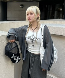 XU | 【XU】pigment track mesh zip hoodie(パーカー)