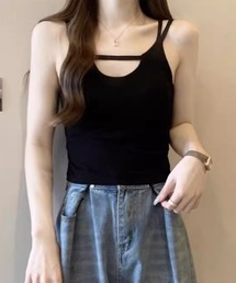 カップ付きキャミソールセクシー胸元韓国風