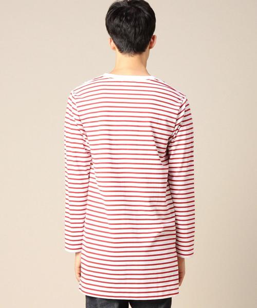 MONKEY TIME（モンキータイム）の「＜monkey time＞ 40/2 BORDER LONG TEE/カットソー◆（Tシャツ/カットソー・メンズ・ブラック/レッド・LARGE/MEDIUM/SMALL/X-LARGE）」の3枚目の写真