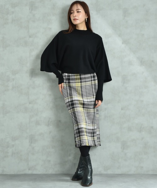 INTERPLANET（インタープラネット）の「ＢＩＧチェックツイードタイトスカート（スカート・レディース・イエロー/ブラック・FREE）」の4枚目の写真