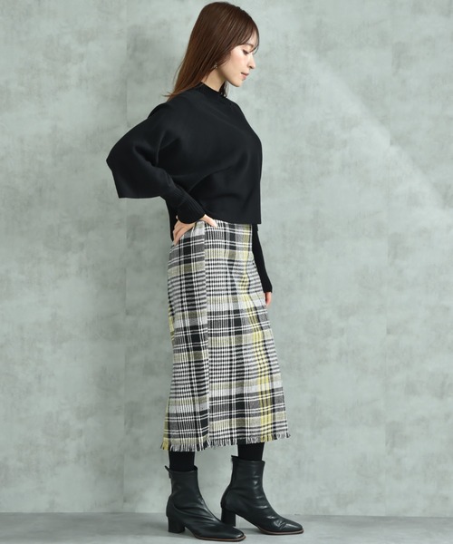 INTERPLANET（インタープラネット）の「ＢＩＧチェックツイードタイトスカート（スカート・レディース・イエロー/ブラック・FREE）」の5枚目の写真