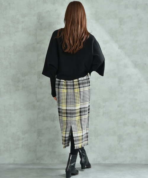 INTERPLANET（インタープラネット）の「ＢＩＧチェックツイードタイトスカート（スカート・レディース・イエロー/ブラック・FREE）」の6枚目の写真