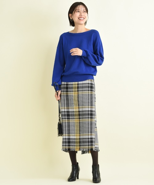 INTERPLANET（インタープラネット）の「ＢＩＧチェックツイードタイトスカート（スカート・レディース・イエロー/ブラック・FREE）」の15枚目の写真