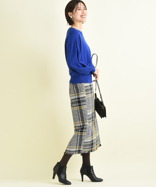 INTERPLANET（インタープラネット）の「ＢＩＧチェックツイードタイトスカート（スカート・レディース・イエロー/ブラック・FREE）」の17枚目の写真