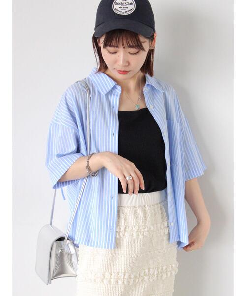 ehka sopo（エヘカソポ）の「バックドロストストライプシャツ（シャツ/ブラウス・レディース・サックスブルー/ピンク/イエロー/グリーン・F）」の11枚目の写真