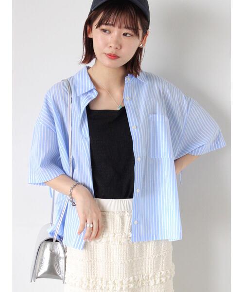 ehka sopo（エヘカソポ）の「バックドロストストライプシャツ（シャツ/ブラウス・レディース・サックスブルー/ピンク/イエロー/グリーン・F）」の10枚目の写真