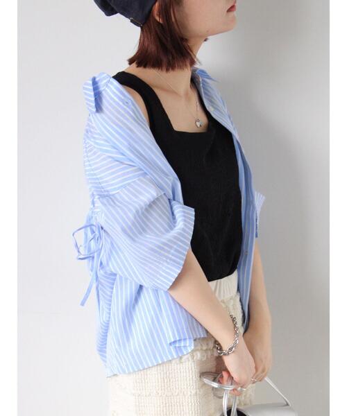 ehka sopo（エヘカソポ）の「バックドロストストライプシャツ（シャツ/ブラウス・レディース・サックスブルー/ピンク/イエロー/グリーン・F）」の8枚目の写真