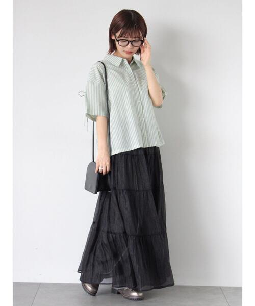 ehka sopo（エヘカソポ）の「バックドロストストライプシャツ（シャツ/ブラウス・レディース・サックスブルー/ピンク/イエロー/グリーン・F）」の19枚目の写真