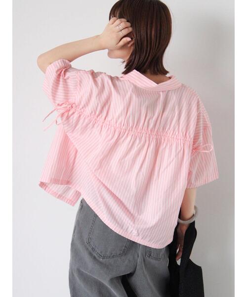 ehka sopo（エヘカソポ）の「バックドロストストライプシャツ（シャツ/ブラウス・レディース・サックスブルー/ピンク/イエロー/グリーン・F）」の14枚目の写真