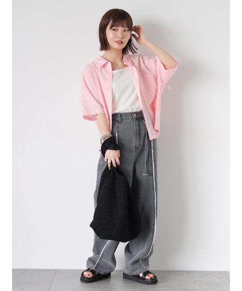 ehka sopo（エヘカソポ）の「バックドロストストライプシャツ（シャツ/ブラウス・レディース・サックスブルー/ピンク/イエロー/グリーン・F）」の13枚目の写真