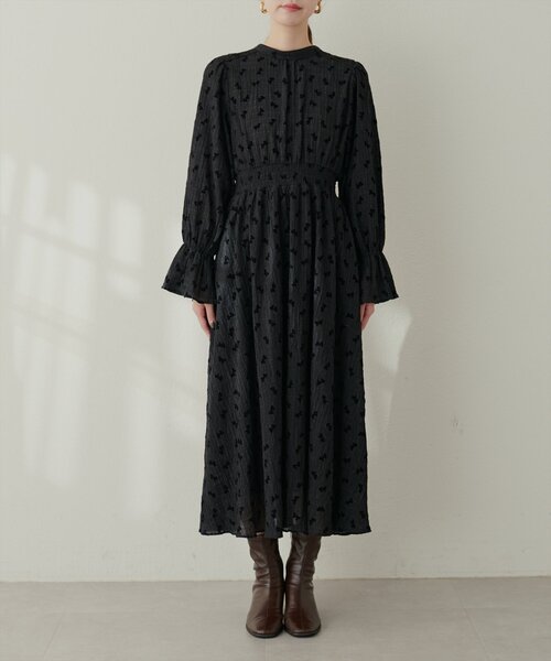 natural couture(ナチュラルクチュール)の「リボンフロッキープチハイワンピース(ワンピース・レディース・アイボリー/ブラック・MEDIUM/LARGE)」の13枚目の写真