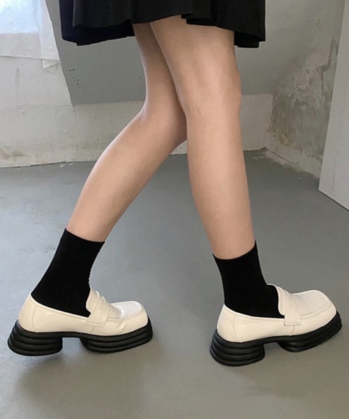 HALEY PESCA（ヘーリーペスカ）の「HALEY PESCA/スクエアトゥ 厚底ローファー（ローファー・レディース・ブラック・38/40/36）」の7枚目の写真