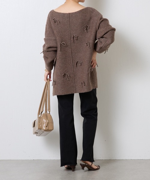 COLLAGE GALLARDAGALANTE（コラージュガリャルダガランテ）の「リボンオーバーニット（ニット/セーター・レディース・チャコールグレー/モカ・FREE）」の17枚目の写真