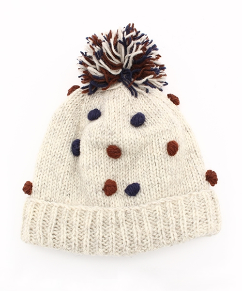 BEAMS BOY(ビームスボーイ)の「BEAMS BOY / ポンワッチキャップ(ニットキャップ/ビーニー・レディース・ナチュラル/ネイビー・ONE SIZE)」の2枚目の写真