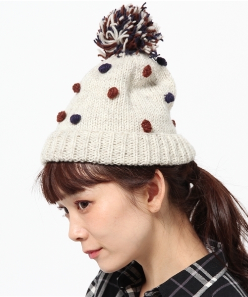 BEAMS BOY(ビームスボーイ)の「BEAMS BOY / ポンワッチキャップ(ニットキャップ/ビーニー・レディース・ナチュラル/ネイビー・ONE SIZE)」の8枚目の写真