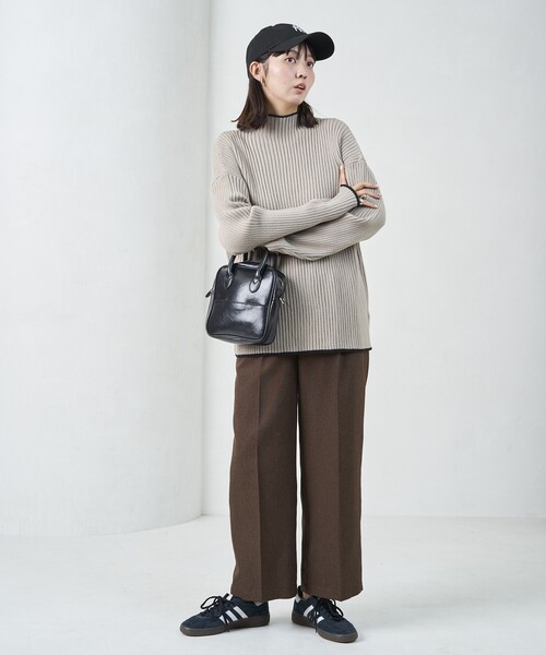 FREAK'S STORE（フリークスストア）の「限定展開　配色ライン リブ ニット ハイネック プルオーバー（ニット/セーター・レディース・ライトグレー/ブラック/パープル/ネイビー/ブルー/ナチュラル・ﾌﾘ-）」の14枚目の写真