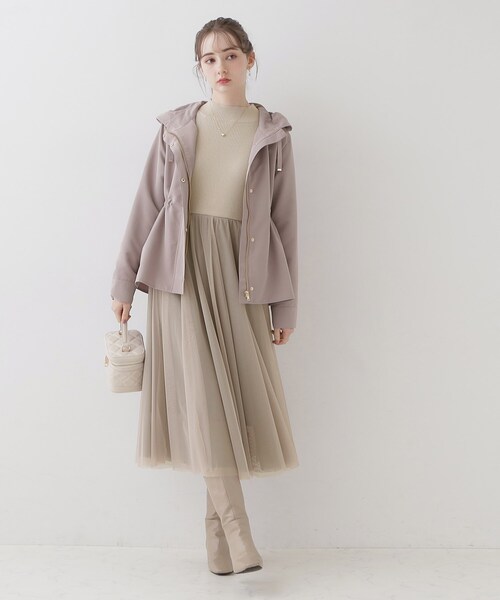 couture brooch（クチュールブローチ）の「◆【ふわっと軽い上品なワンピ】ラメニットチュールドッキングワンピース（ワンピース・レディース・サンドベージュ/ブラック/ナチュラル・42/36/38）」の20枚目の写真