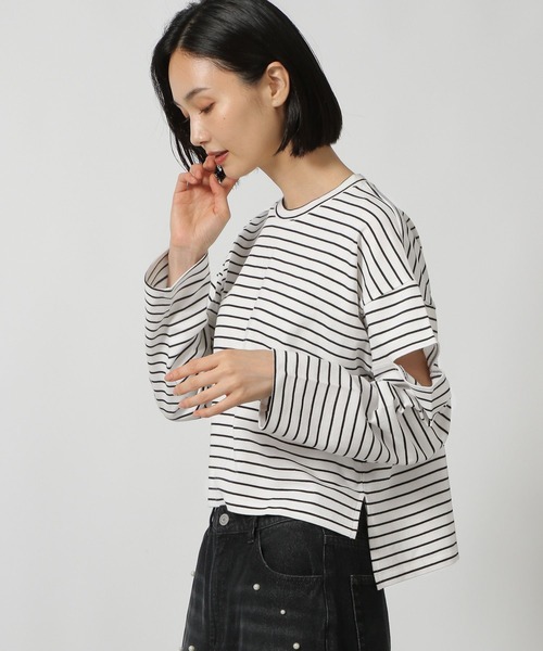 tシャツ カットアウト長袖プルオーバーカットソー レディース セール】カットアウト長袖プルオーバー / 148087（Tシャツ