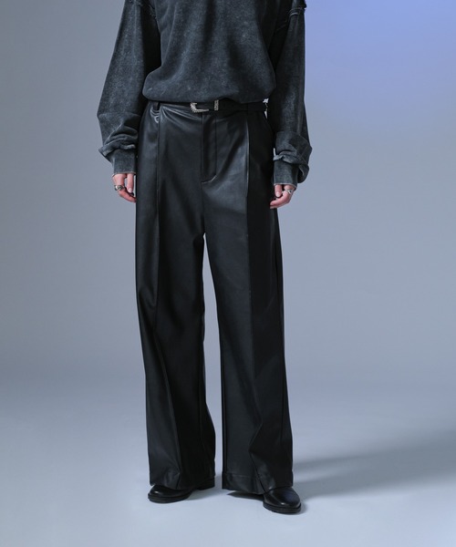 SELLE GLANT(セレグランテ)の「CENTER SEAM TUCK WIDE PANTS/センターシームタックワイドパンツ(その他パンツ・メンズ・ブラック/カーキ・SMALL/MEDIUM/LARGE)」の3枚目の写真