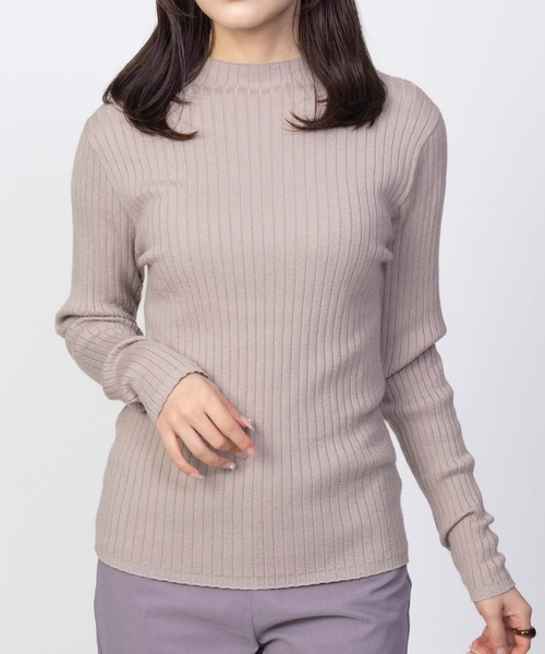 HusHusH（ハッシュアッシュ）の「HusHusH リブ ハイネックニット（ニット/セーター・レディース・プラム/オフホワイト/グレー/ブラック・M/L）」の3枚目の写真