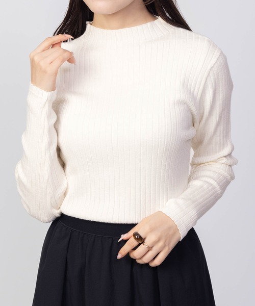 HusHusH（ハッシュアッシュ）の「HusHusH リブ ハイネックニット（ニット/セーター・レディース・プラム/オフホワイト/グレー/ブラック・M/L）」の7枚目の写真