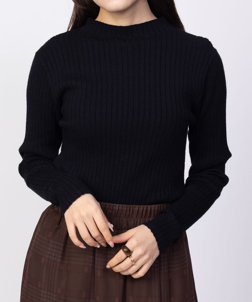 HusHusH（ハッシュアッシュ）の「HusHusH リブ ハイネックニット（ニット/セーター・レディース・プラム/オフホワイト/グレー/ブラック・M/L）」の10枚目の写真