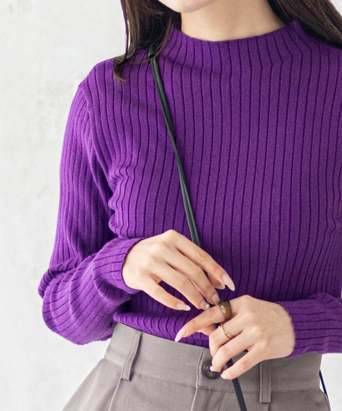 HusHusH（ハッシュアッシュ）の「HusHusH リブ ハイネックニット（ニット/セーター・レディース・プラム/オフホワイト/グレー/ブラック・M/L）」の12枚目の写真