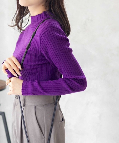 HusHusH（ハッシュアッシュ）の「HusHusH リブ ハイネックニット（ニット/セーター・レディース・プラム/オフホワイト/グレー/ブラック・M/L）」の13枚目の写真