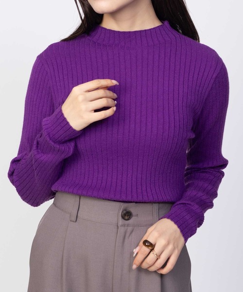 HusHusH（ハッシュアッシュ）の「HusHusH リブ ハイネックニット（ニット/セーター・レディース・プラム/オフホワイト/グレー/ブラック・M/L）」の14枚目の写真