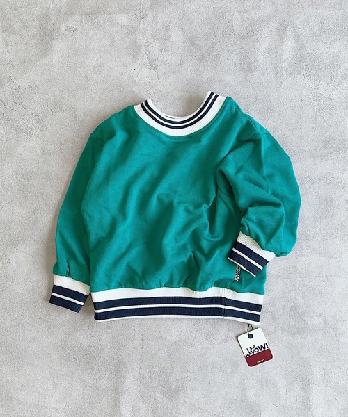 LSP WOW(エルエスピーワオ)の「【LSP WOW!】両面ラインリブトレーナー(スウェット・キッズ・ネイビー/オフホワイト/ライトピンク/ブラック/イエロー/エメラルド・100/90/130/120/110/80)」の3枚目の写真