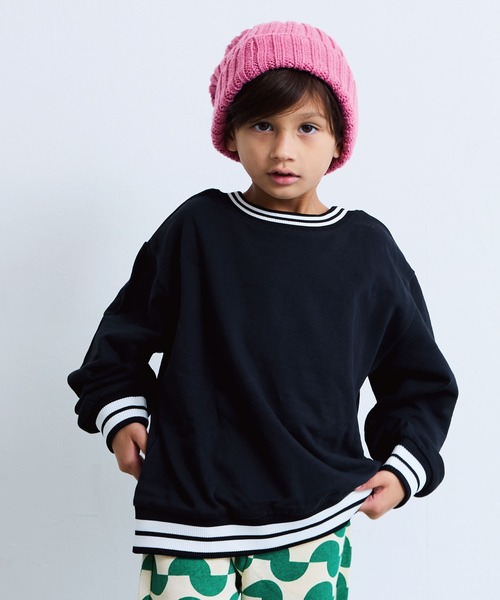 LSP WOW(エルエスピーワオ)の「【LSP WOW!】両面ラインリブトレーナー(スウェット・キッズ・ネイビー/オフホワイト/ライトピンク/ブラック/イエロー/エメラルド・100/90/130/120/110/80)」の10枚目の写真