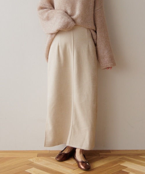 flower(フラワー)の「スパークルニットスカート(スカート・レディース・アイボリー/ブラック・FREE)」の2枚目の写真