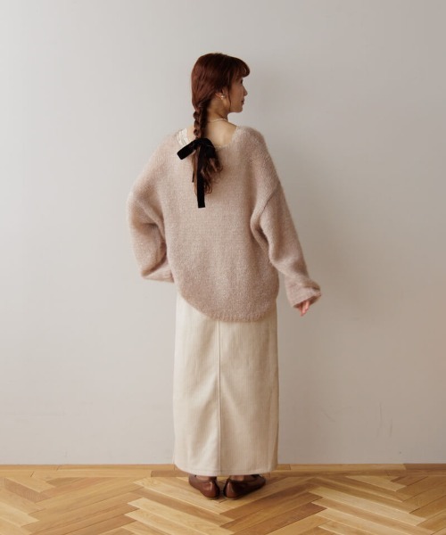 flower(フラワー)の「スパークルニットスカート(スカート・レディース・アイボリー/ブラック・FREE)」の14枚目の写真