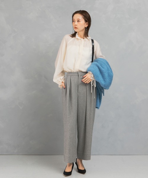 URBAN RESEARCH ROSSO WOMEN(アーバンリサーチ ロッソ)の「セミシアーフリルディテールブラウス(シャツ/ブラウス・レディース・オレンジ/ブラック/アイボリー・FREE)」の6枚目の写真