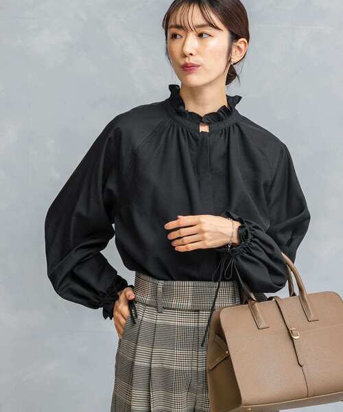 URBAN RESEARCH ROSSO WOMEN(アーバンリサーチ ロッソ)の「セミシアーフリルディテールブラウス(シャツ/ブラウス・レディース・オレンジ/ブラック/アイボリー・FREE)」の7枚目の写真