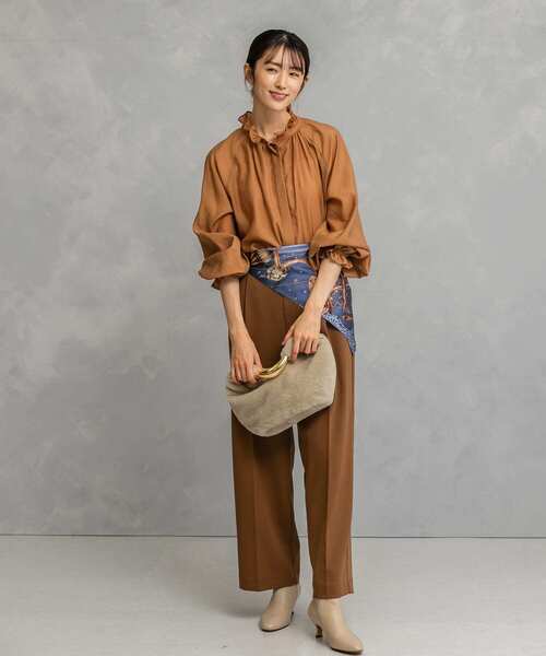 URBAN RESEARCH ROSSO WOMEN(アーバンリサーチ ロッソ)の「セミシアーフリルディテールブラウス(シャツ/ブラウス・レディース・オレンジ/ブラック/アイボリー・FREE)」の10枚目の写真