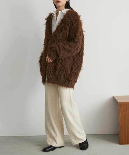 Aunt Marie's（アントマリーズ）の「ピンタックニットスラックスパンツ（スラックス・レディース・ブラック/ブラウン/ベージュ・FREE）」の4枚目の写真