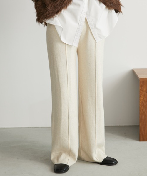 Aunt Marie's（アントマリーズ）の「ピンタックニットスラックスパンツ（スラックス・レディース・ブラック/ブラウン/ベージュ・FREE）」の7枚目の写真