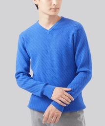 MK MICHEL KLEIN HOMME | 【残りわずか/在庫限り/洗濯機で洗える】Vネックニット/バイヤスへリンボン(ニット/セーター)