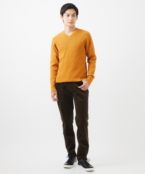 MK MICHEL KLEIN HOMME （エムケーミッシェルクランオム）の「【残りわずか/在庫限り/洗濯機で洗える】Vネックニット/バイヤスへリンボン（ニット/セーター・メンズ・ライトグレー/ボルドー/ブラック/ブルー/マスタード・48/51/46）」の13枚目の写真