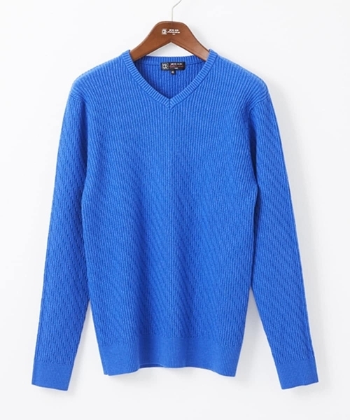MK MICHEL KLEIN HOMME （エムケーミッシェルクランオム）の「【残りわずか/在庫限り/洗濯機で洗える】Vネックニット/バイヤスへリンボン（ニット/セーター・メンズ・ライトグレー/ボルドー/ブラック/ブルー/マスタード・48/51/46）」の16枚目の写真