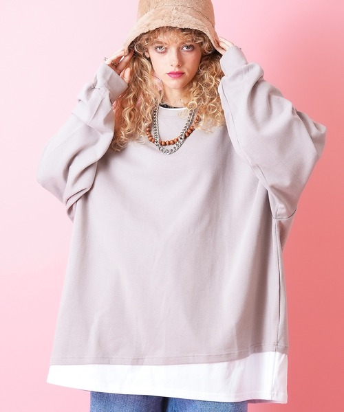 a.p.o.v. -ankoROCK's select- フェイクレイヤーオーバーサイズロングTシャツ / カットソー 長袖 ロンT メンズ レディース ユニセックス ビッグシルエット（Tシャツ/カットソー）｜ankoROCK（アンコロック）