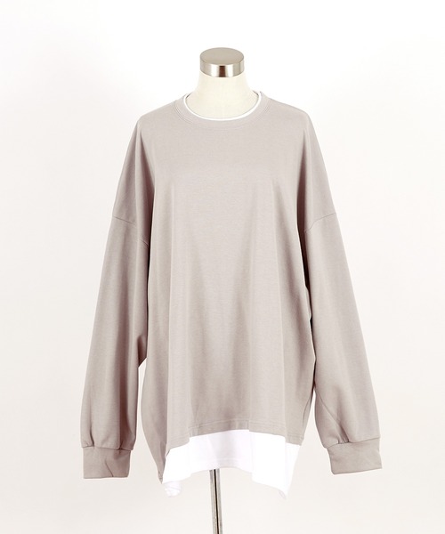 a.p.o.v. -ankoROCK's select- フェイクレイヤーオーバーサイズロングTシャツ / カットソー 長袖 ロンT メンズ レディース ユニセックス ビッグシルエット（Tシャツ/カットソー）｜ankoROCK（アンコロック）