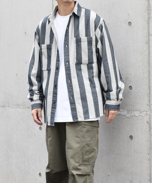 SHIPS any（シップス エニィ）の「【SHIPS any別注】sports wear: オーバーサイズ フランネル パターン プリント シャツ◇（シャツ/ブラウス・メンズ・ブラック/オリーブ/ホワイト・MEDIUM/LARGE）」の6枚目の写真