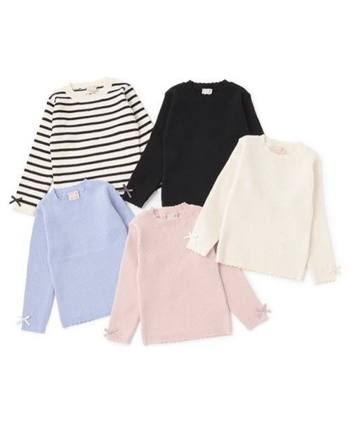 petit main（プティマイン）の「【リンク】フワもちっとリブニット(キッズ)（ニット/セーター・キッズ・ライトピンク/ライトブルー/ブラック/マルチ/オフホワイト・100cm/110cm/120cm/130cm/80ｃｍ/90cm）」の8枚目の写真