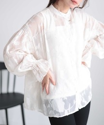 ジャガードフラワーブラウス