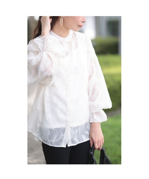 Sawa a la mode（サワアラモード）の「ジャガードフラワーブラウス（シャツ/ブラウス・レディース・アイボリー/ブラック・FREE）」の12枚目の写真