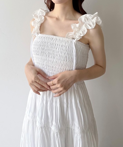 ギャザーショルダーエアリーワンピース【一部ペチスカートセット】
